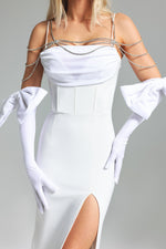 Charger l'image dans la visionneuse de la Galerie, Pola Bow Velvet Diamante Chain Dress