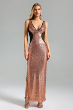 Load image into Gallery viewer, Winifred V Neck Sequins Maxi Dress