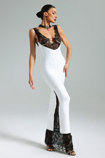 Load image into Gallery viewer, Gunnhild Lace Deep V Maxi Dress