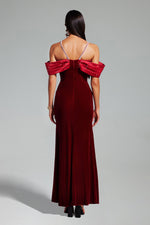Load image into Gallery viewer, Tove Off Shoulder Velvet Maxi Dress - Red