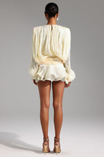Lade Bild in die Galerieansicht, Dekia Long Sleeve Hollow Out Flounce Mini Dress