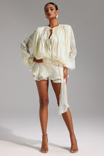 Lade Bild in die Galerieansicht, Dekia Long Sleeve Hollow Out Flounce Mini Dress
