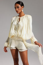 Lade Bild in die Galerieansicht, Dekia Long Sleeve Hollow Out Flounce Mini Dress