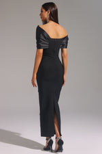 Lade Bild in die Galerieansicht, Palez Sleeveless One Shoulder Diamond Bow Bandage Maxi Dress