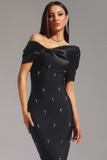 Load image into Gallery viewer, Palez Sleeveless One Shoulder Diamond Bow Bandage Maxi Dress