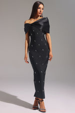 Lade Bild in die Galerieansicht, Palez Sleeveless One Shoulder Diamond Bow Bandage Maxi Dress