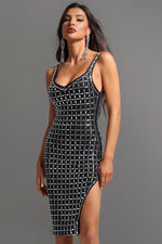 Load image into Gallery viewer, Sabriya V-Neck Sleeveless Halter Diamond Midi Dress