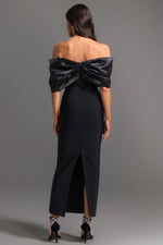 Load image into Gallery viewer, Soloma Off-the-Shoulder Diamond Maxi Dress