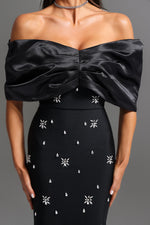 Load image into Gallery viewer, Soloma Off-the-Shoulder Diamond Maxi Dress