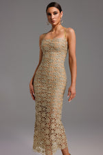 Load image into Gallery viewer, Lelia Sleeveless Hollow Out Slit Midi Dress