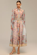 Charger l'image dans la visionneuse de la Galerie, Ruby Long Sleeve Floral Printed Lace Top And Skirt Two-Piece Set