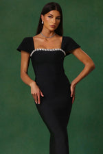 Load image into Gallery viewer, Romelle Short Sleeve Diamond Bandage Maxi Dress
