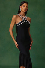 Load image into Gallery viewer, Nialla Sleeveless Diamond Flounce Bandage Maxi Dress