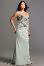 Load image into Gallery viewer, Valery Diamond Fishtail Maxi Dress