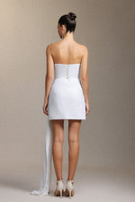 Load image into Gallery viewer, Vali Strapless pleated ribbon mini skirt
