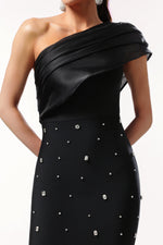 Load image into Gallery viewer, Ninon One Shoulder Sleeveless Diamond Bandage Maxi Dress