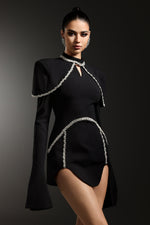 Load image into Gallery viewer, Teagan Long Sleeves High Neck Irregular Puff Sleeves Mini Dress