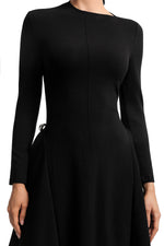 Load image into Gallery viewer, Sylvia Long Sleeves Black Midi Dress