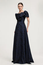 Load image into Gallery viewer, Bow-Detail Jacquard Maxi Dress
