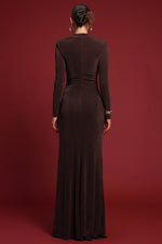 Lade Bild in die Galerieansicht, Ivy Elegant Contour Long Sleeve Gathered Knit Maxi Dress
