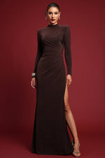 Lade Bild in die Galerieansicht, Ivy Elegant Contour Long Sleeve Gathered Knit Maxi Dress