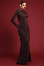Lade Bild in die Galerieansicht, Ivy Elegant Contour Long Sleeve Gathered Knit Maxi Dress