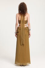 Charger l'image dans la visionneuse de la Galerie, High-Neck Braided Cut-Out Draped Chiffon Maxi Dress