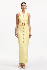 Charger l'image dans la visionneuse de la Galerie, Lanla Chic Contour Halter Metal Buckle Bandage Maxi Dress