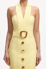 Charger l'image dans la visionneuse de la Galerie, Lanla Chic Contour Halter Metal Buckle Bandage Maxi Dress