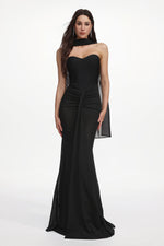 Load image into Gallery viewer, Lucifa Elegant Contour Strapless Scarf Ruched Bandage Maxi Dress