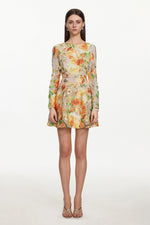 Load image into Gallery viewer, Vicky Romantic Tailored Long Sleeve Embroidered Floral Mini Dress