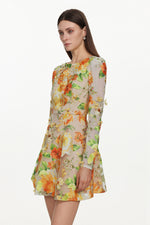 Load image into Gallery viewer, Vicky Romantic Tailored Long Sleeve Embroidered Floral Mini Dress
