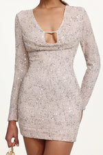 Load image into Gallery viewer, Manik Chic Contour Long Sleeve Cut Out Sequin Mini Dress