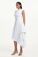 Load image into Gallery viewer, Weren Elegant Contour High Neck Asymmetric Maxi Dress