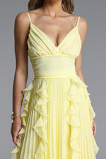 Load image into Gallery viewer, Viky Elegant Flowy Sleeveless Pleated Ruffle Maxi Dress