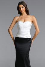 Load image into Gallery viewer, Diona Elegant Contour Strapless Pleated Contrast Satin Maxi Dress