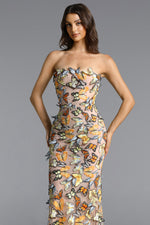 Load image into Gallery viewer, Karina Elegant Contour Strapless Butterfly Maxi Dress