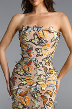 Load image into Gallery viewer, Karina Elegant Contour Strapless Butterfly Maxi Dress