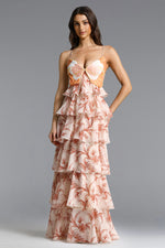Lade Bild in die Galerieansicht, Valerie Romantic Flowy Halter Ruffle Sequin Print Maxi Dress