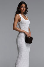 Load image into Gallery viewer, Etta Elegant Contour Sleeveless Knit White Maxi Dress