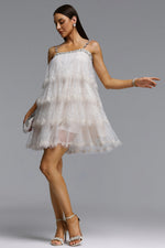 Lade Bild in die Galerieansicht, Umeko Elegant Flowy Tiered Ruffle Sequin Mini Dress