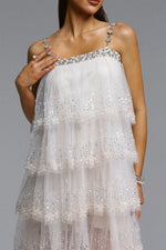 Lade Bild in die Galerieansicht, Umeko Elegant Flowy Tiered Ruffle Sequin Mini Dress