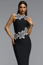 Load image into Gallery viewer, Whetu Elegant Contour Floral Bandage Maxi Dress