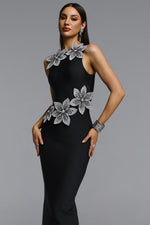 Load image into Gallery viewer, Whetu Elegant Contour Floral Bandage Maxi Dress