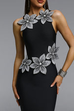 Load image into Gallery viewer, Whetu Elegant Contour Floral Bandage Maxi Dress
