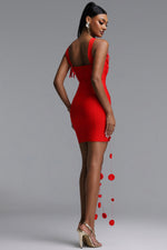 Lade Bild in die Galerieansicht, Jacova Chic Contour Wide Strap Floral Tassel Bodycon Bandage Mini Dress