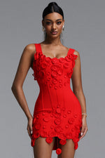 Lade Bild in die Galerieansicht, Jacova Chic Contour Wide Strap Floral Tassel Bodycon Bandage Mini Dress