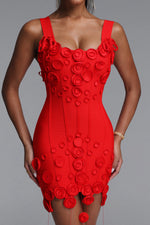 Lade Bild in die Galerieansicht, Jacova Chic Contour Wide Strap Floral Tassel Bodycon Bandage Mini Dress