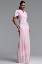 Load image into Gallery viewer, Devere Elegant Sophisticated Cape Style Pleated Bandge Maxi Dress