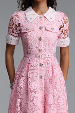 Load image into Gallery viewer, Sagona Classic Tailored Short Sleeve Rhinestone Floral Lace Maxi Dress